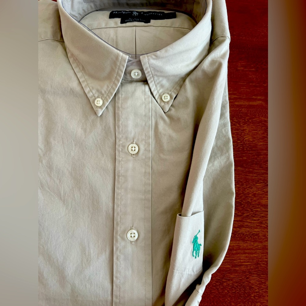 Khaki Ralph Lauren Long Sleeve Blake 100% Cotton, Sz Large